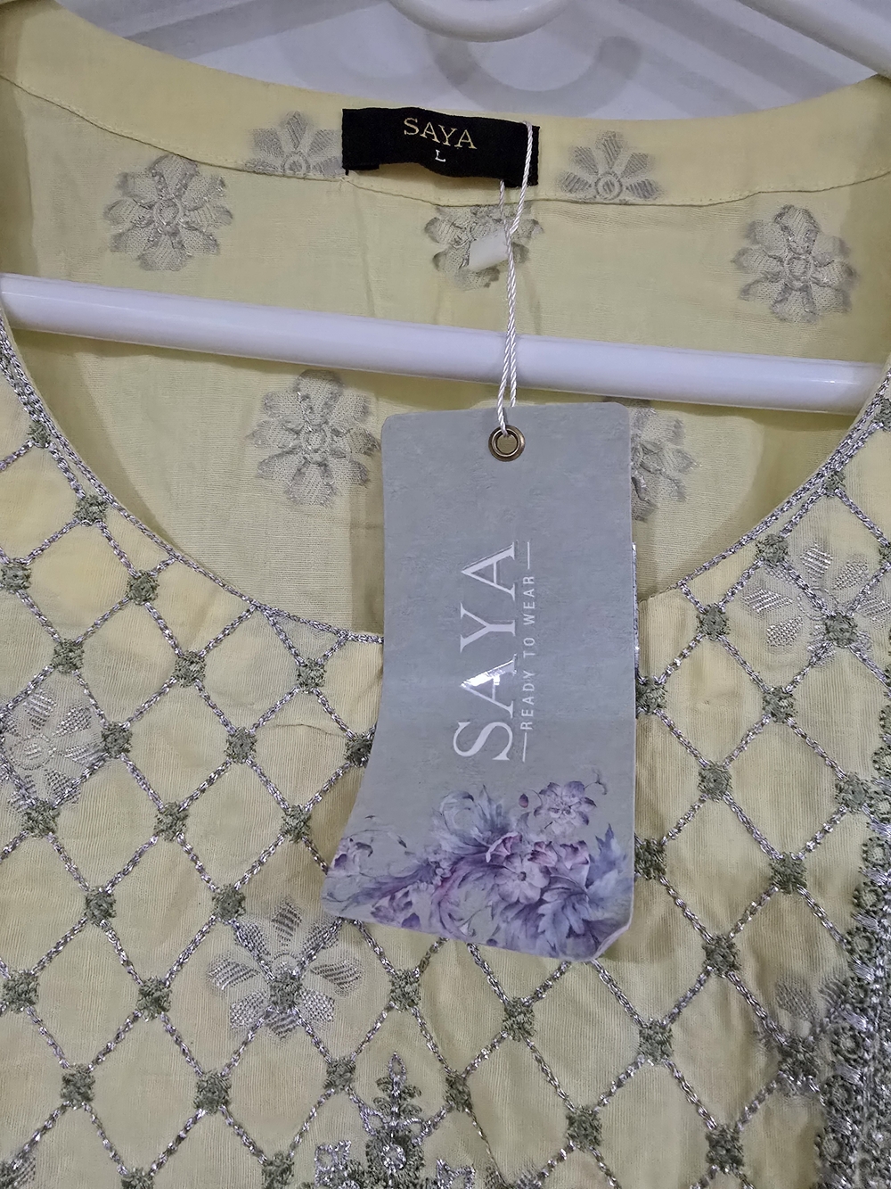 Pakistani Style Kurti Pale Yellow Top